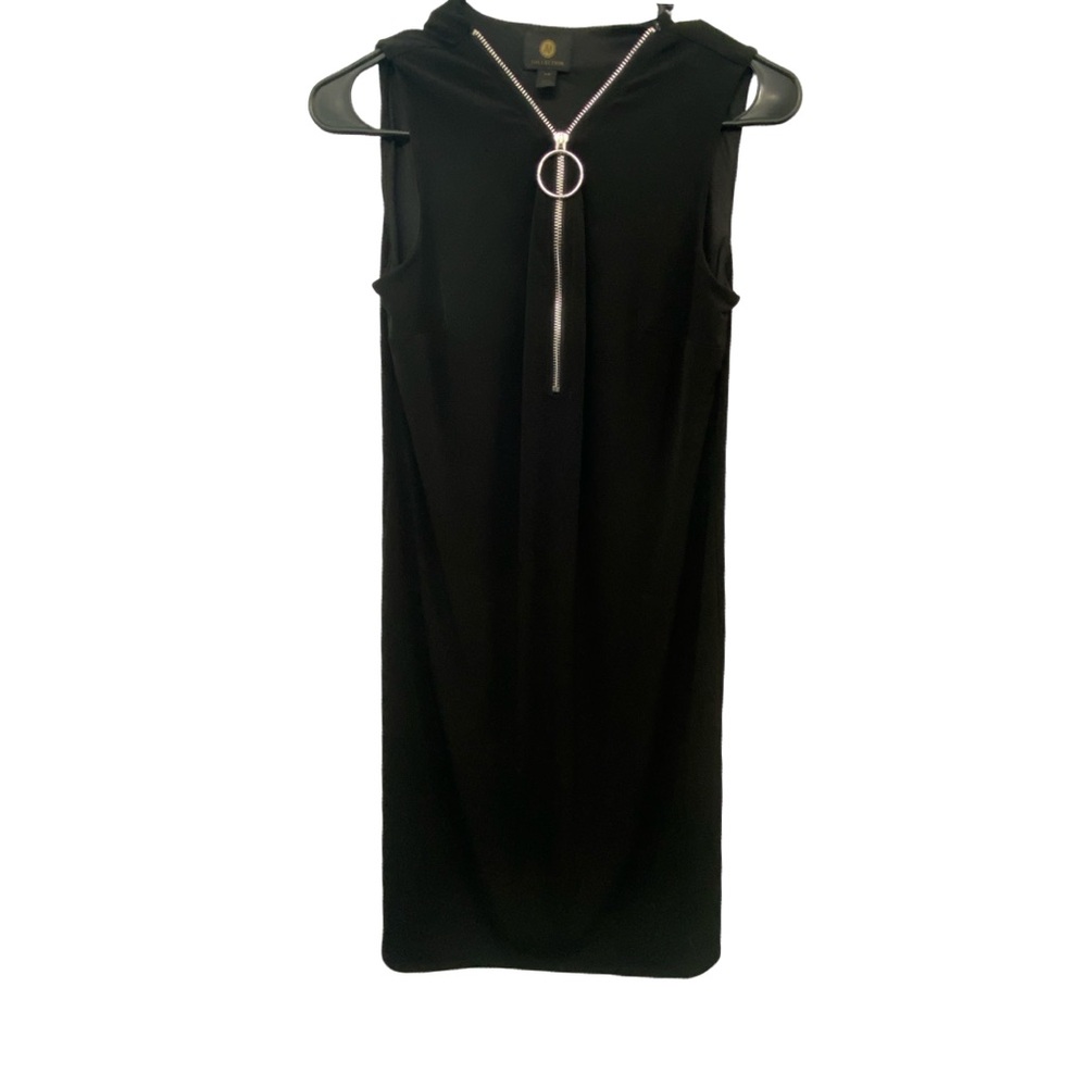 Alfani Black Sleeveless Midi Dress with Zipper Detail
